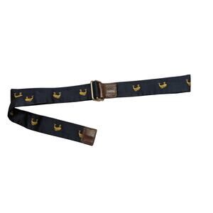 Brooks Brothers‎ Embroidered Leather Tab D Ring Belt Whale Print Medium Nautical